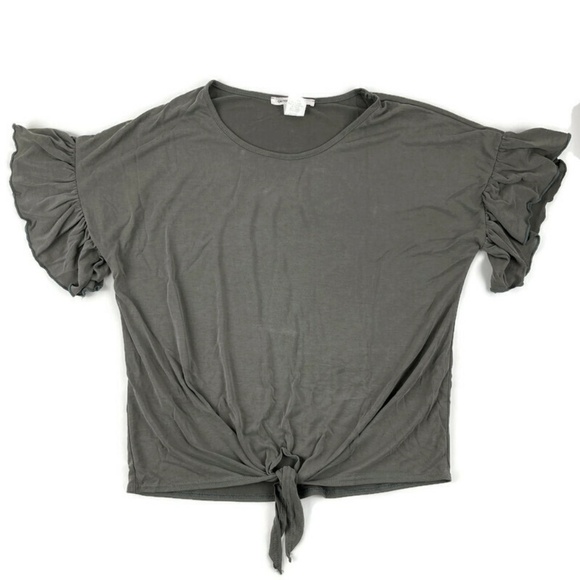 Caution to the Wind Womens Blouse Green Ruffle S - Picture 1 of 9